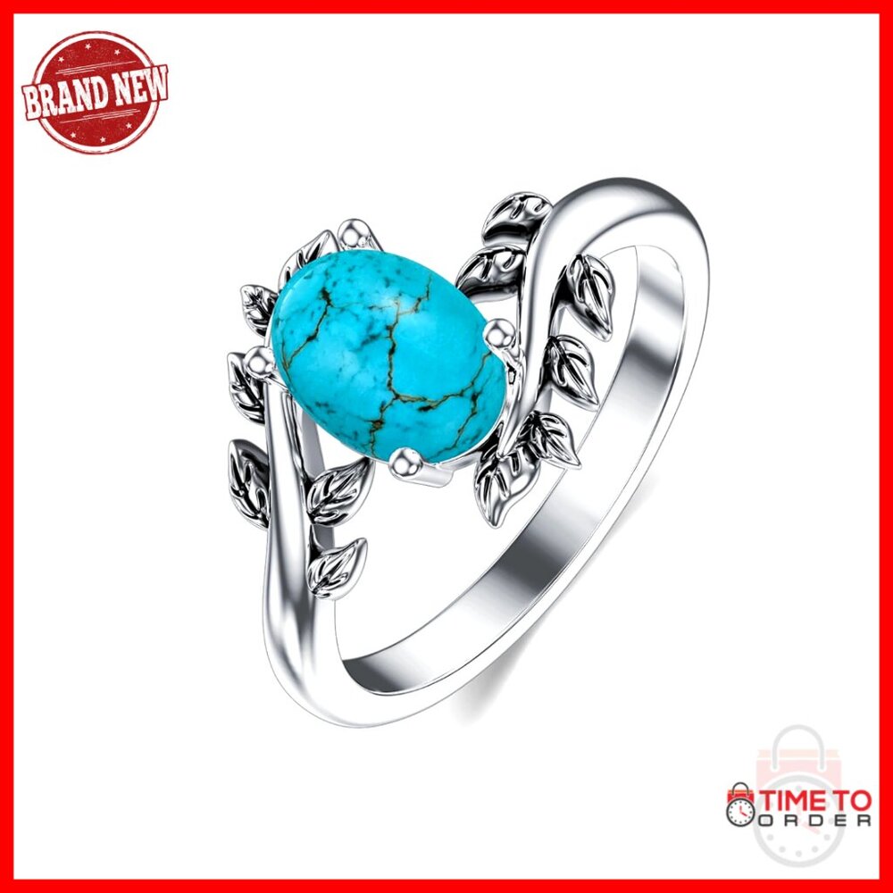 Turquoise Gemstone Ring Sterling Silver Boho Statement Jewelry Women